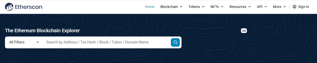 Etherscan saytının həqiqi axtarış sahəsi: Ethereum əsas şəbəkəsində əməliyyatı Transaction Hash ilə tapmaq üçün giriş