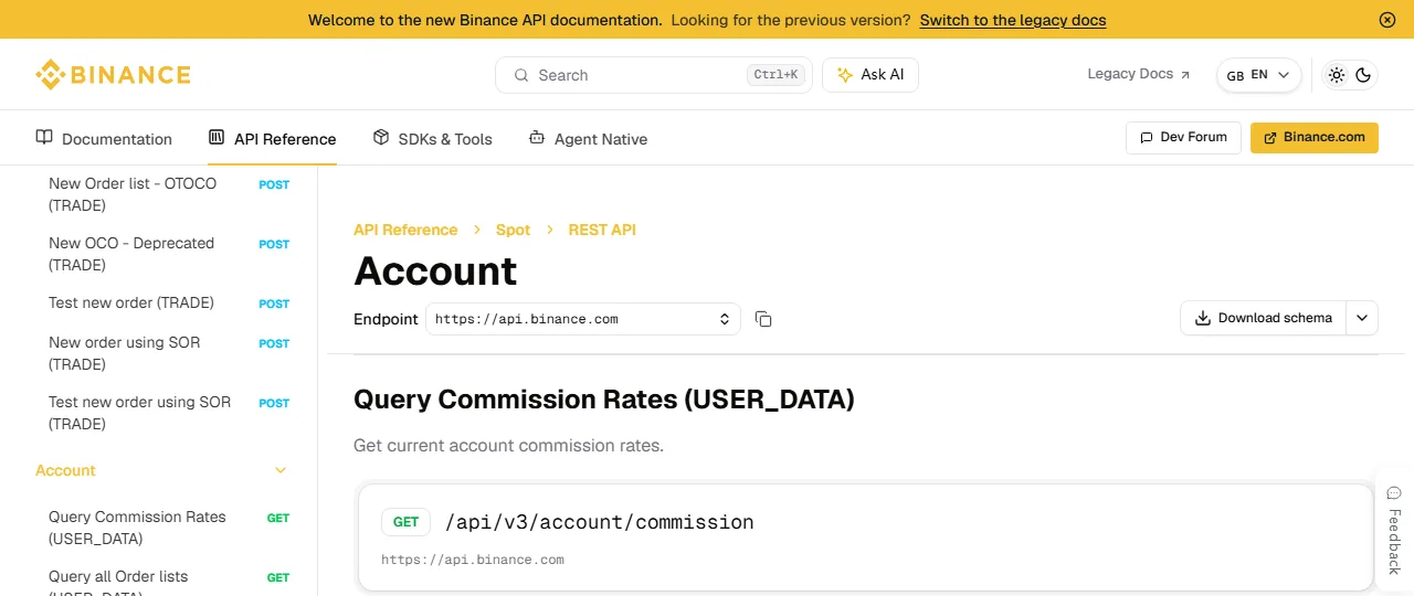 Binance 官方費率頁